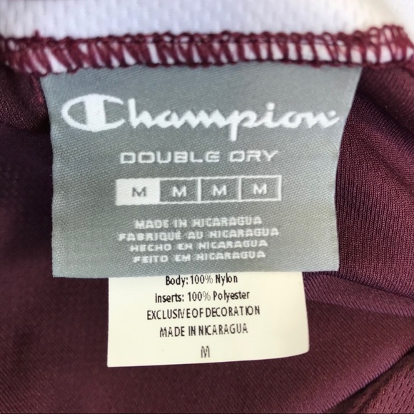Champion Double Dry Tank Top Men M Burgundy White Athletic Sports 8360 - Picture 9 of 9